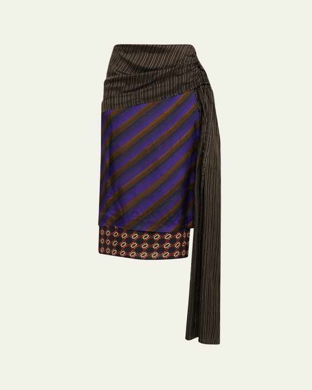 Senice Striped Drape Skirt